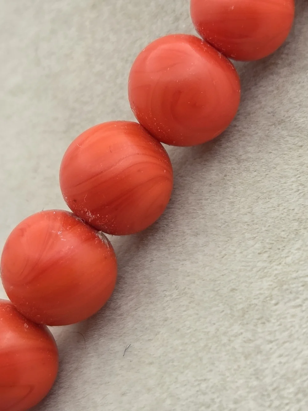 Vintage Orange Slag Glass Graduated Bead Necklace 19